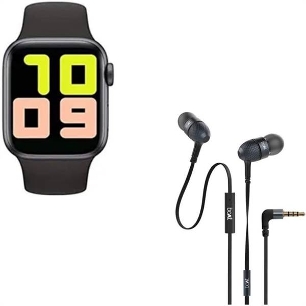 T-500 Smartwatch and Bassheads 225 Wired Earphone